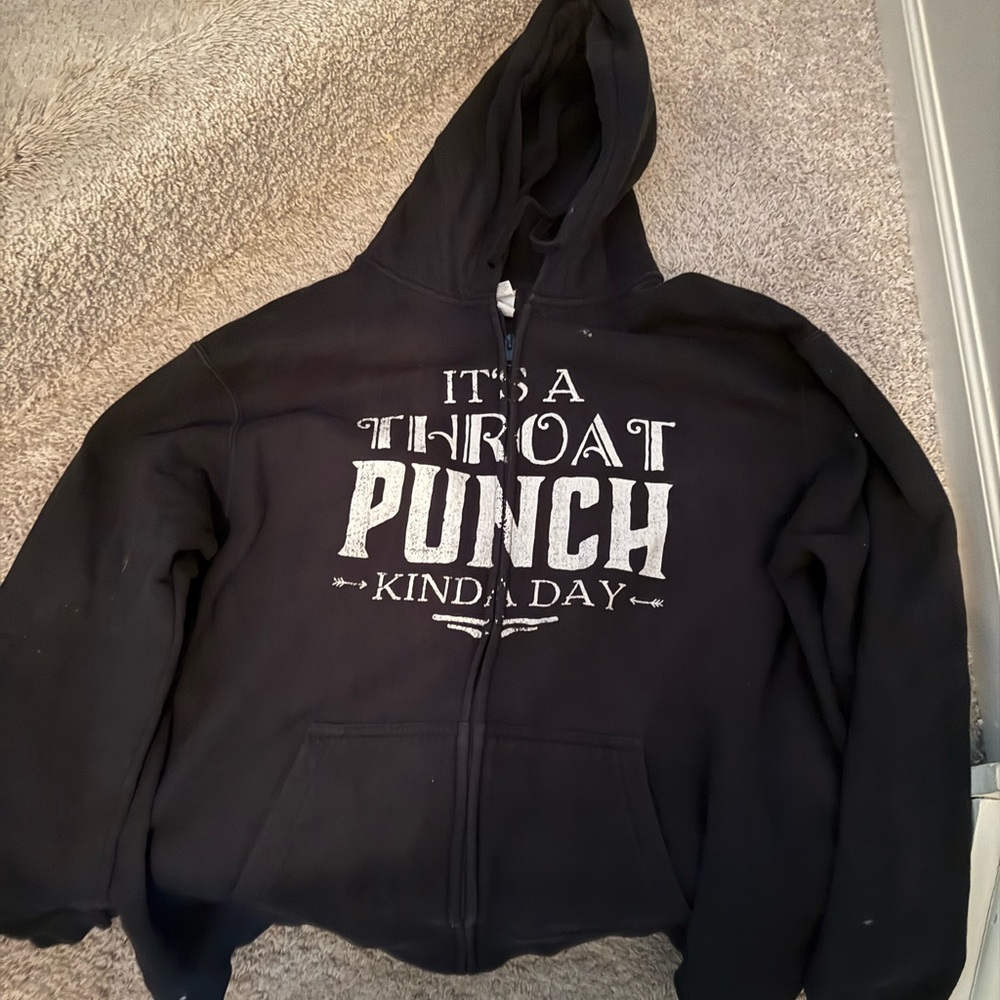 Black Zip Hoodie “throat punch”